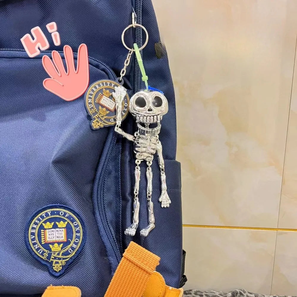 Creativity Pull String Skull Head Keyring Plastic Gifts Horror  Skeleton Charm Skull Keychain Bags Accessories
