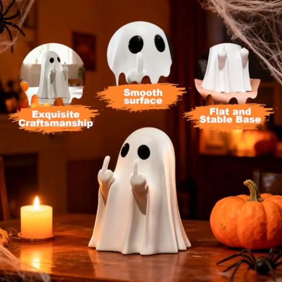 Halloween Ghost Figurine-Spooky and Cute Ghost Statue for Home, Desk, Party Decor FunnyGhost Halloween Decor Indoor