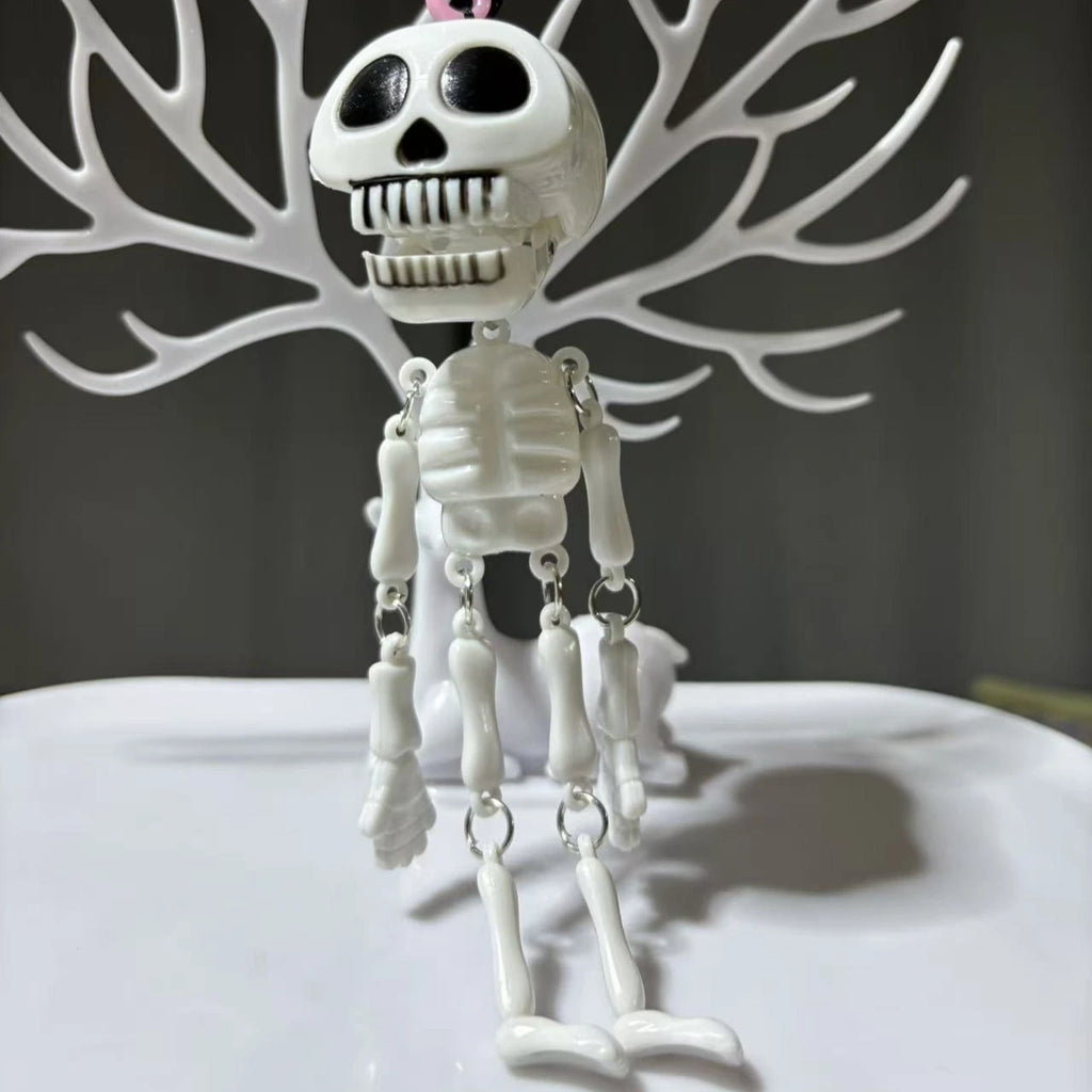 Creativity Pull String Skull Head Keyring Plastic Gifts Horror  Skeleton Charm Skull Keychain Bags Accessories