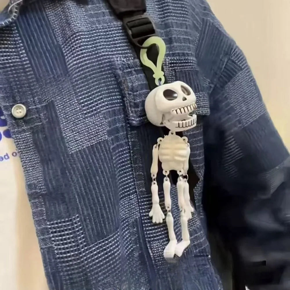 Creativity Pull String Skull Head Keyring Plastic Gifts Horror  Skeleton Charm Skull Keychain Bags Accessories