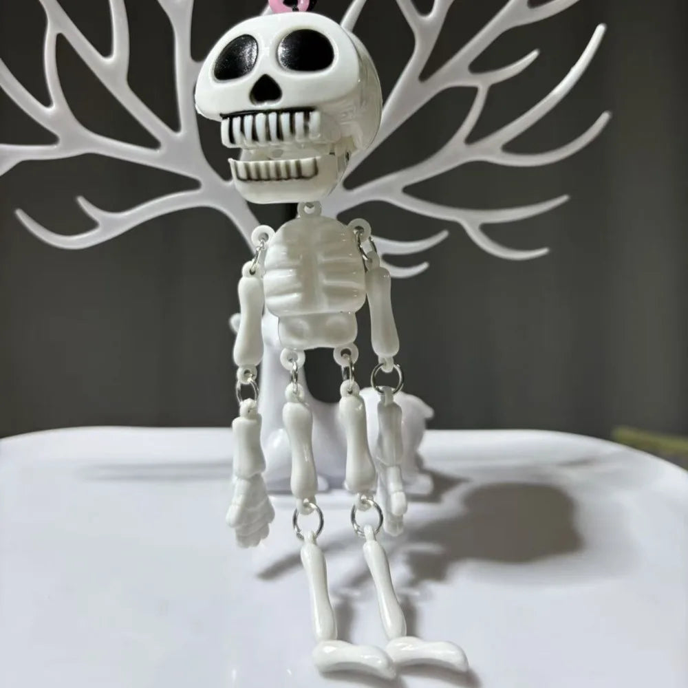 Creativity Pull String Skull Head Keyring Plastic Gifts Horror  Skeleton Charm Skull Keychain Bags Accessories
