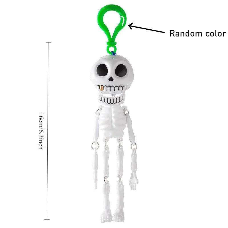 Creativity Pull String Skull Head Keyring Plastic Gifts Horror  Skeleton Charm Skull Keychain Bags Accessories
