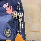 Creativity Pull String Skull Head Keyring Plastic Gifts Horror  Skeleton Charm Skull Keychain Bags Accessories