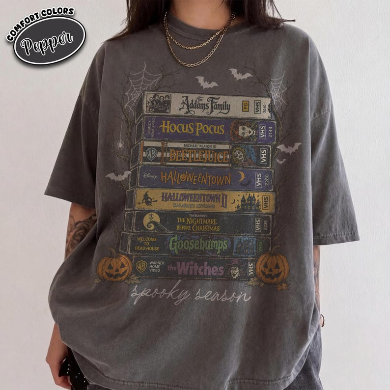 Vintage Halloween VHS Shirt, Retro Spooky Season Comfort Colors Tee