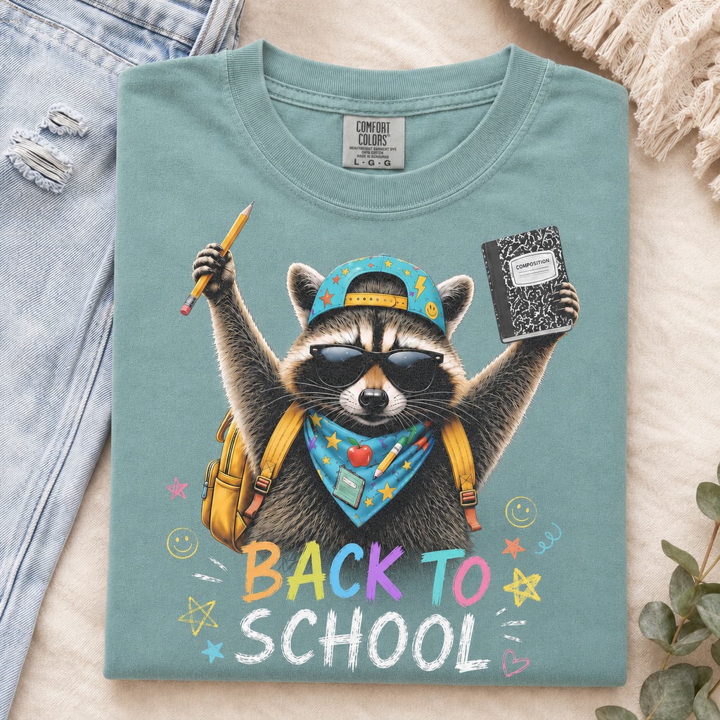 Back to School Raccoon Comfort Colors Shirt, Funny Student Graphic Tee, Cute Teacher Shirt, First Day of School Gift