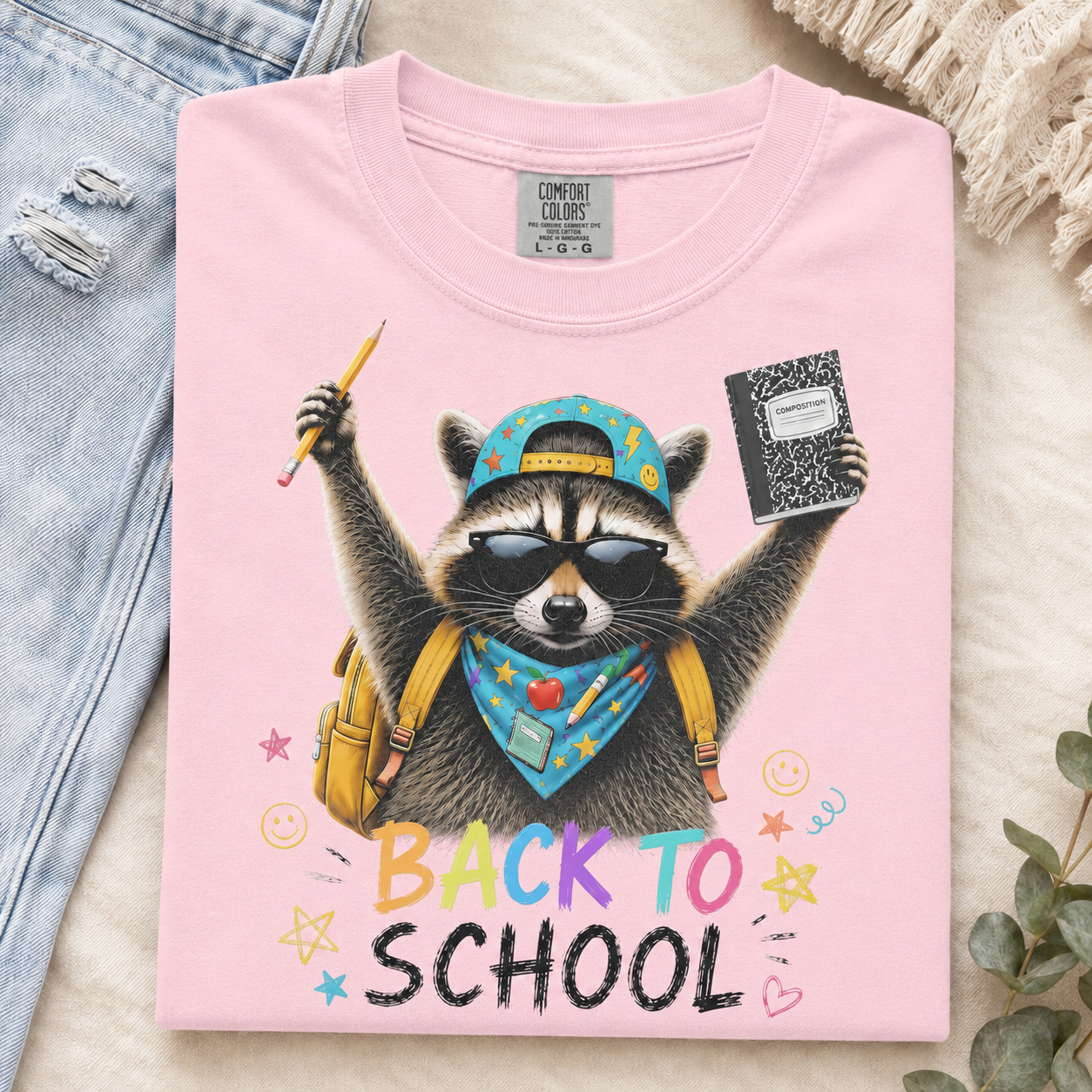 Back to School Raccoon Comfort Colors Shirt, Funny Student Graphic Tee, Cute Teacher Shirt, First Day of School Gift
