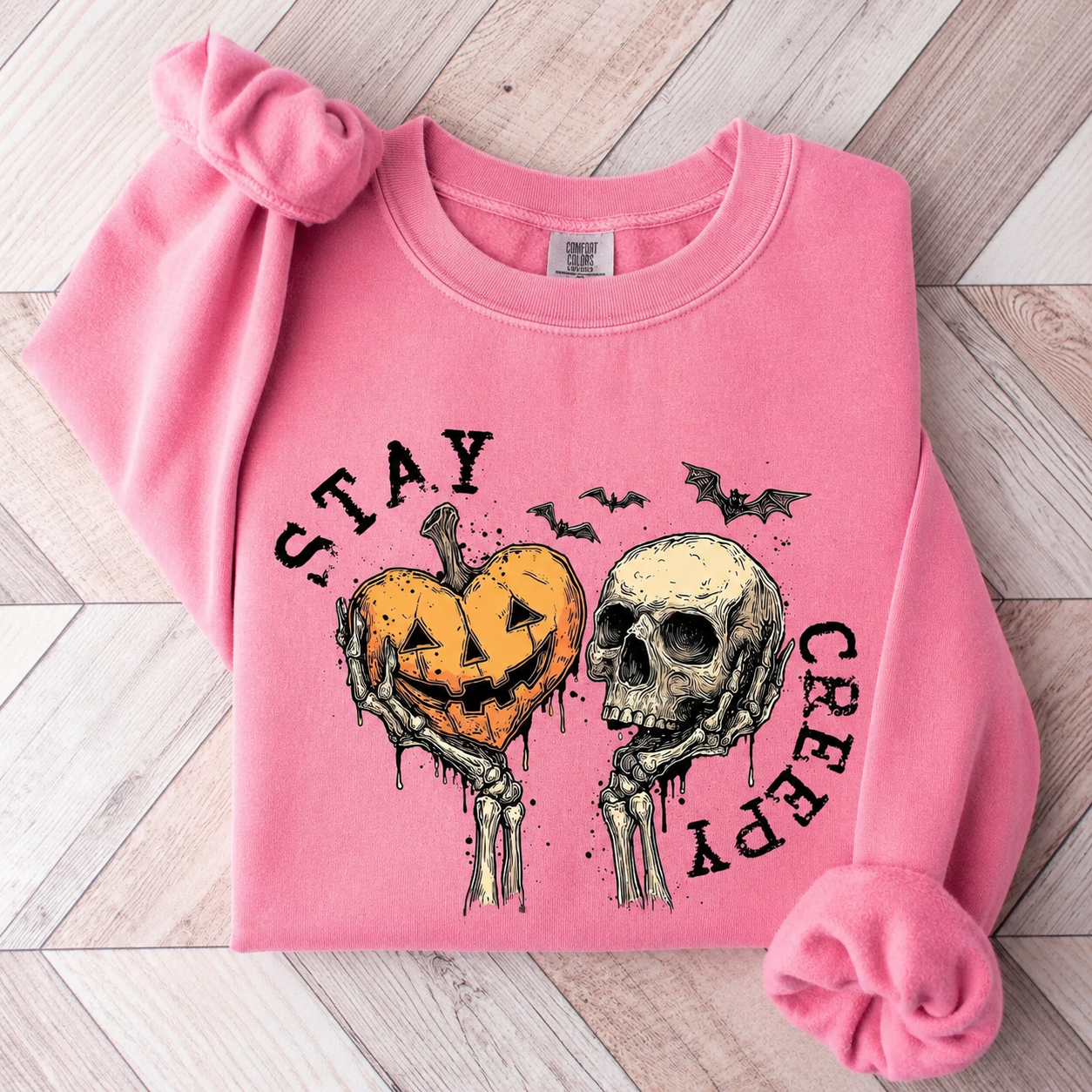 Creepy Skeleton Hands Sweatshirt, Cute Women’s Halloween Shirt, Funny Spooky Season Outfit, Skull Graphic Tee