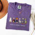 Just a Spooky Goose Comfort Colors Halloween Shirt, Funny Skeleton Goose Tee, Cute Spooky Season Graphic Shirt