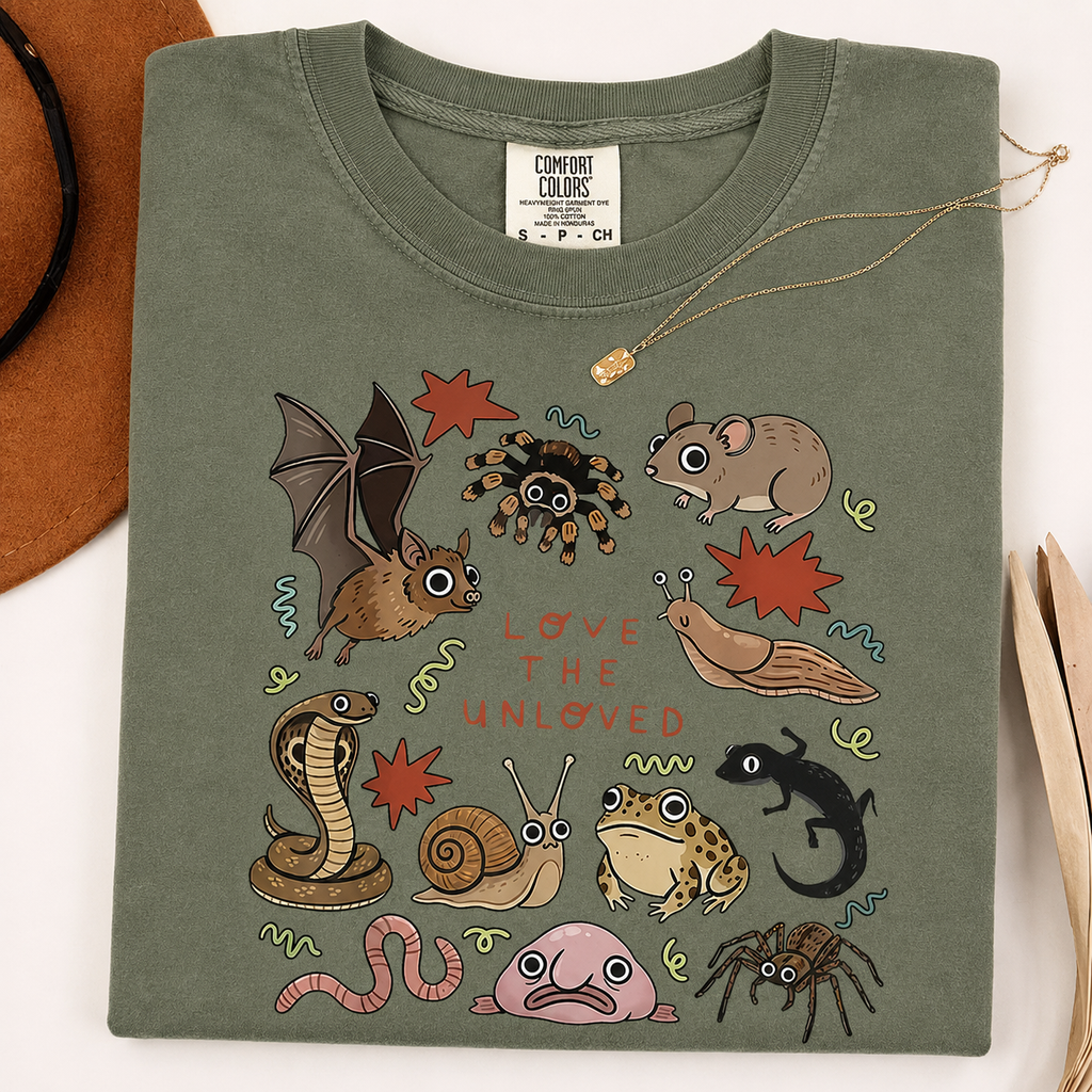 Love the Unloved Comfort Colors Shirt, Cute Weird Animal Graphic Tee, Biology Teacher Gift, Bug and Reptile Lover T-Shirt
