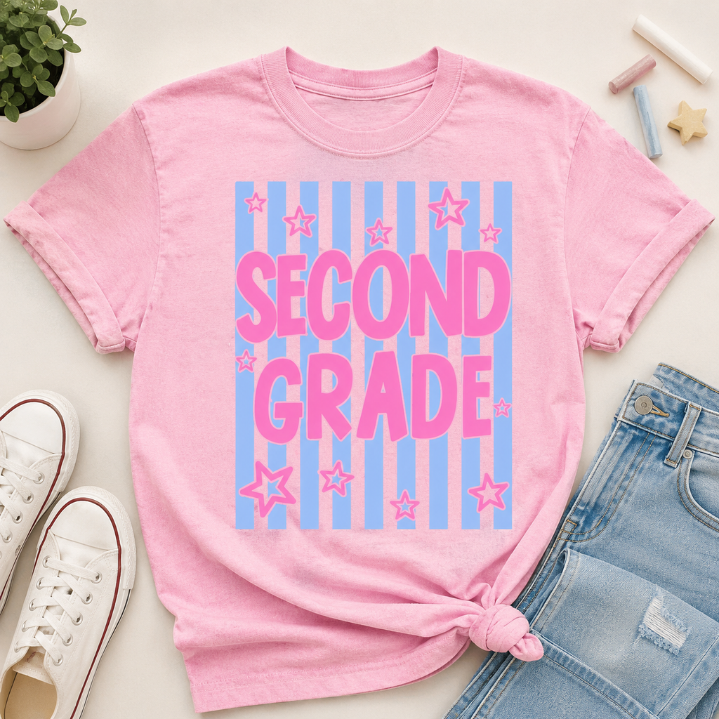 Personalized Second Grade Comfort Colors Shirt, 2nd Grade Teacher Back to School Tee, Matching Student and Teacher T-Shirt