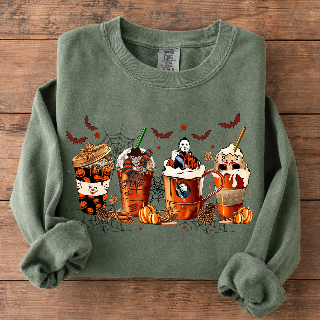 Skeleton Coffee Cups Halloween Sweatshirt, Skull Coffee Lover Crewneck, Spooky Season Graphic Pullover