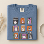 Too Cozy to Haunt Comfort Colors Shirt, Cute Ghost Window Graphic Tee, Cozy Halloween Spooky Season Fall Gift for Ghost Lovers