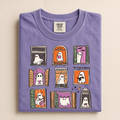 Too Cozy to Haunt Comfort Colors Shirt, Cute Ghost Window Graphic Tee, Cozy Halloween Spooky Season Fall Gift for Ghost Lovers