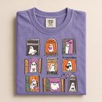 Too Cozy to Haunt Comfort Colors Shirt, Cute Ghost Window Graphic Tee, Cozy Halloween Spooky Season Fall Gift for Ghost Lovers