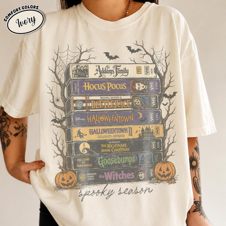 Vintage Halloween VHS Shirt, Retro Spooky Season Comfort Colors Tee